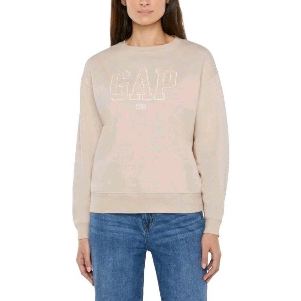 Gap Women's Logo Crewneck Sweatshirt,‎ Cream, Medium